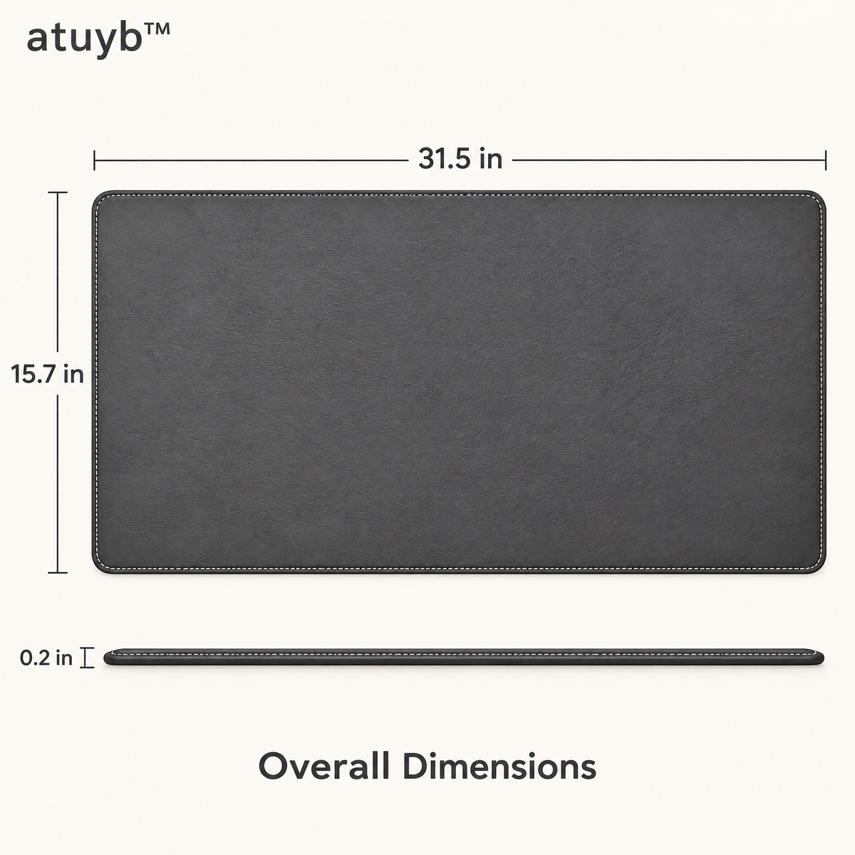 atuyb™ Slate Desk Mat dimensions image