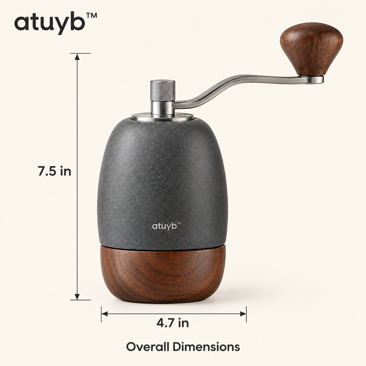 atuyb™ Monolith Coffee Grinder dimensions image